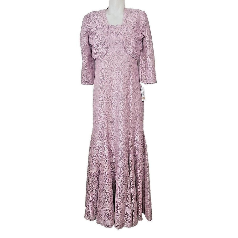 R & M Richards Mother Of The Bride Gown Dress Evening Formal Lace Purple 12 NWT